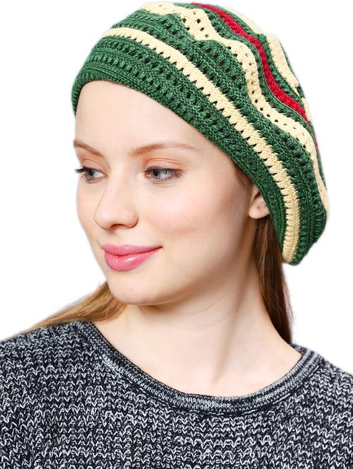 multi colored self design winter cap - 20485432 - Very Small Image - 1