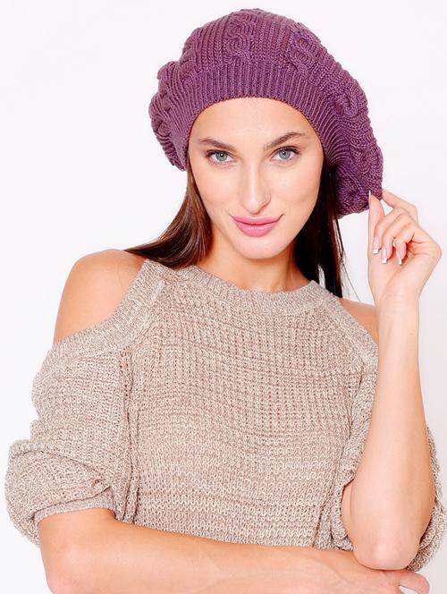 women purple wool cap - 20485477 - Very Small Image - 1