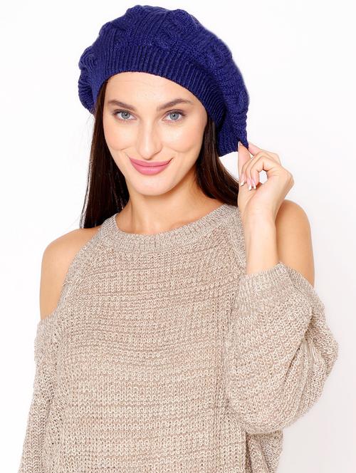 women blue wool cap - 20485479 - Very Small Image - 1