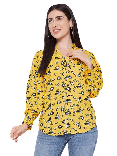 yellow floral regular shirt - 20485694 - Very Small Image - 1