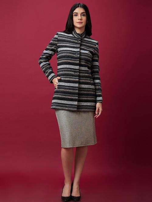 women charcoal polyester regular coat - 20485951 - Very Small Image - 1