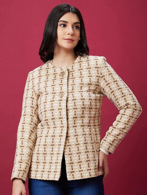 women beige polyester overcoat - 20485956 - Very Small Image - 1