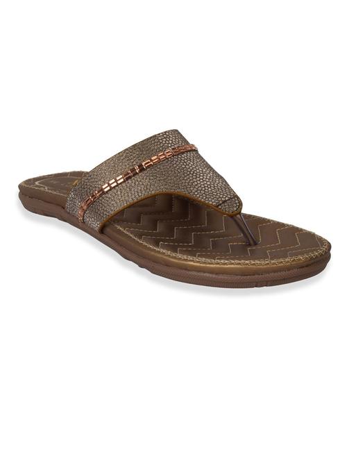 women solid copper embellished slip on flat sandal - 20485977 - Very Small Image - 1