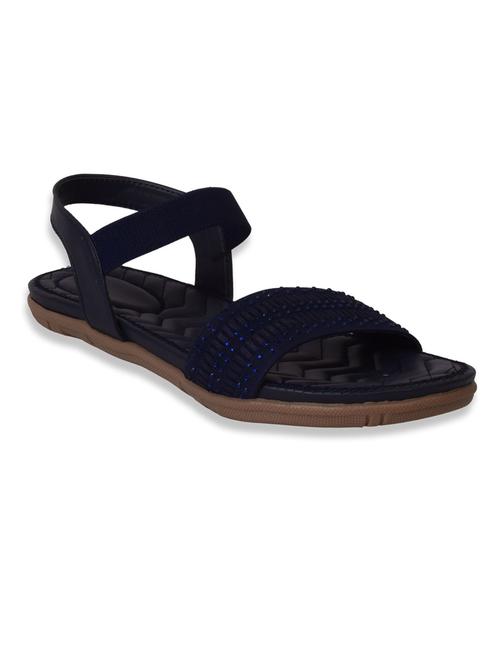 women navy blue embellished flat sandal - 20485998 - Very Small Image - 1