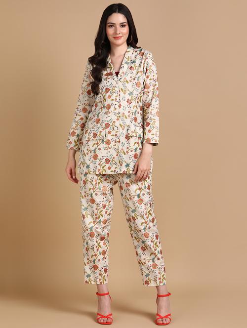 optic white floral blazer and trouser set - 20486146 - Very Small Image - 1