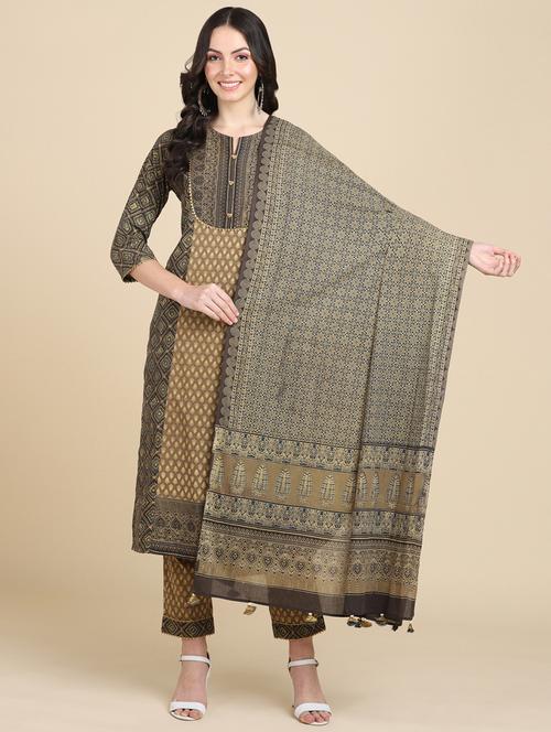 hand block printed dupatta with tassels - 20486233 - Very Small Image - 1