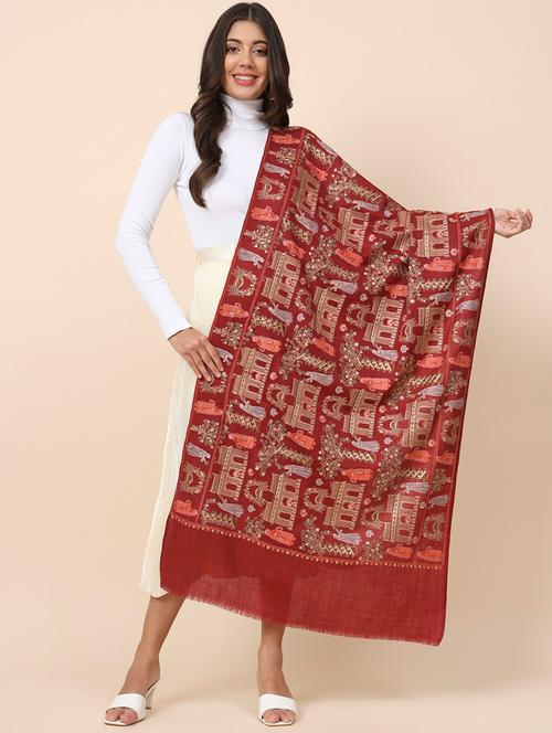 women woollen embroidered shawl - 20486602 - Very Small Image - 1
