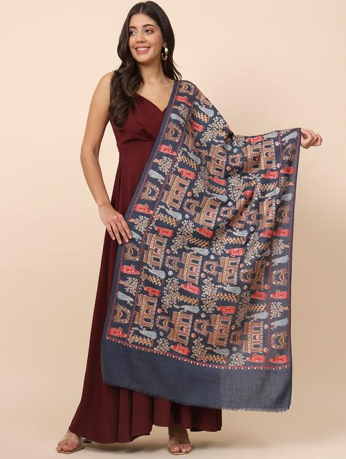 women woollen embroidered shawl - 20486603 - Very Small Image - 1