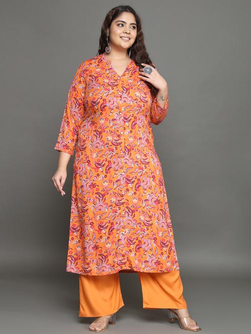 orange kurta palazzo set - 20486961 - Very Small Image - 1