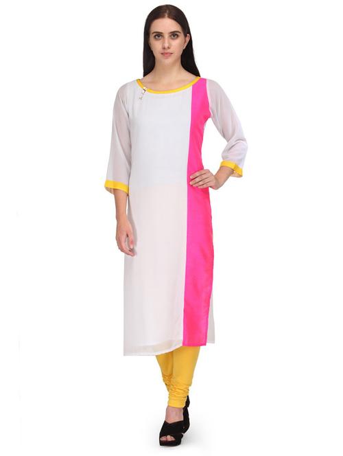 women color block straight kurta - 20487521 - Very Small Image - 1
