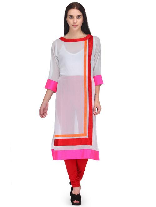 women color block straight kurta - 20487522 - Very Small Image - 1