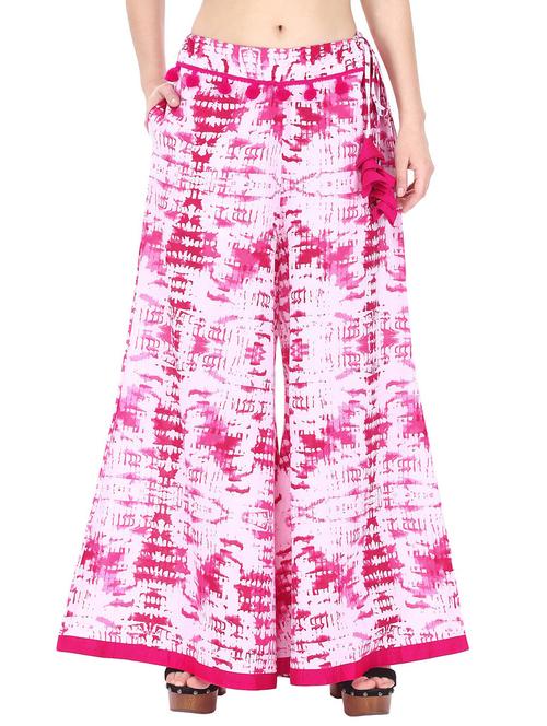 women pink tie&dye flared palazzo - 20487556 - Very Small Image - 1