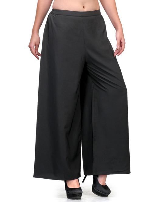 women black crepe flared palazzo - 20487586 - Very Small Image - 1
