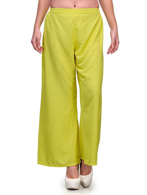 women lime crepe relaxed fit palazzo - 20487589 - Very Small Image - 1
