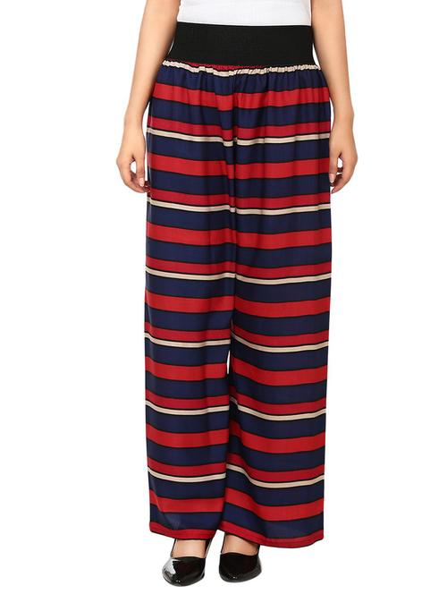 multi colored striped straight palazzo - 20487595 - Very Small Image - 1