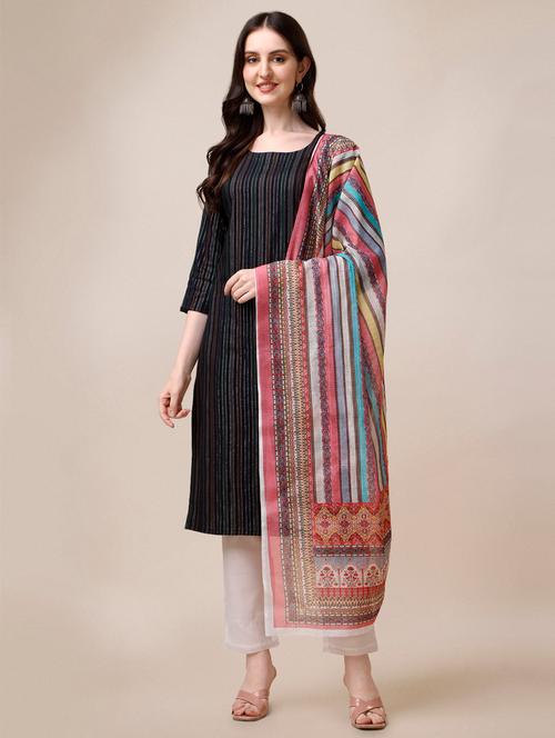 multi colored three quarter sleeve kurta pant set - 20487821 - Very Small Image - 1