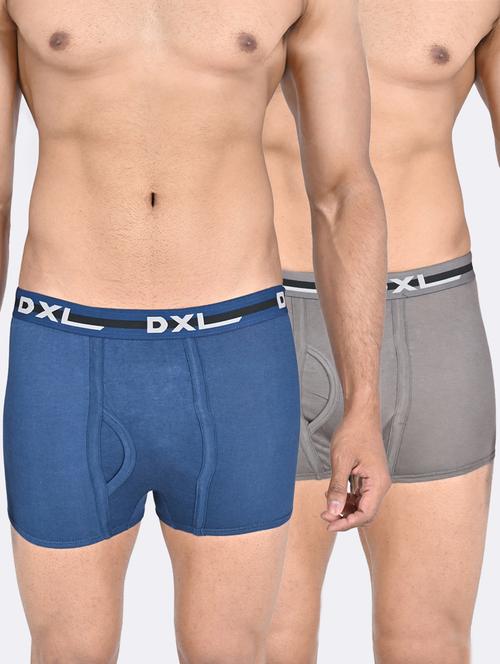men grey and blue cotton trunks - 20488137 - Very Small Image - 1