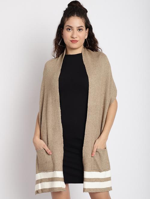 women beige acrylic muffler - 20488194 - Very Small Image - 1
