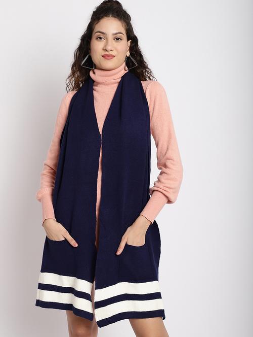women navy blue acrylic muffler - 20488197 - Very Small Image - 1