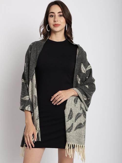 women grey acrylic printed muffler - 20488214 - Very Small Image - 1