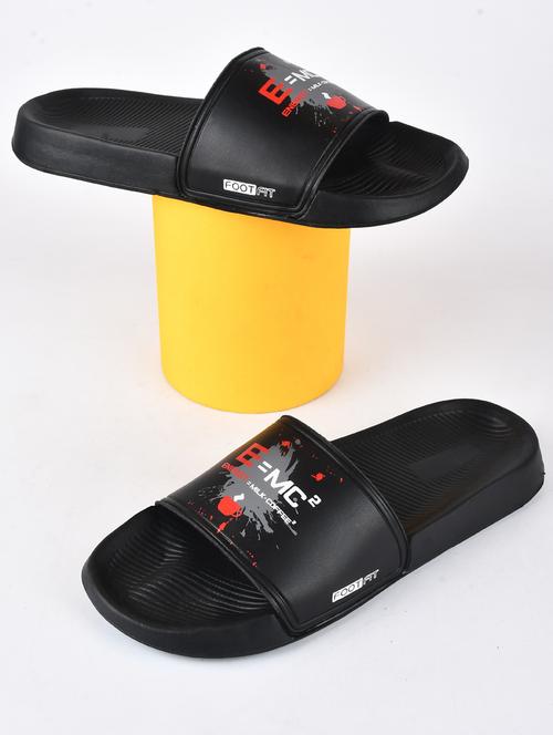 men graphic printed black flip flop - 20488503 - Very Small Image - 1