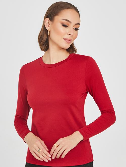 red polyester plain t-shirt - 20488765 - Very Small Image - 1