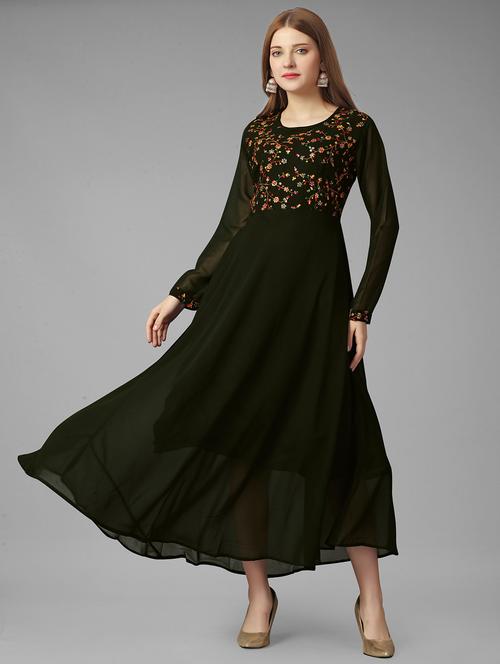 olive anarkali ethnic dress - 20490640 - Very Small Image - 1