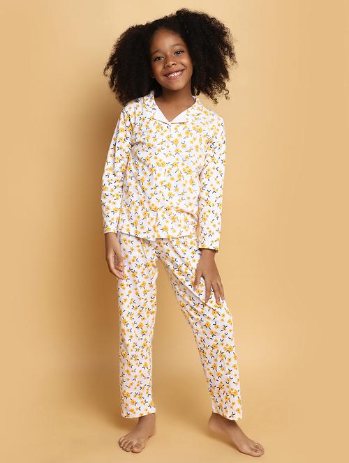 white poly cotton pyjama set nightwear - 20490805 - Very Small Image - 1