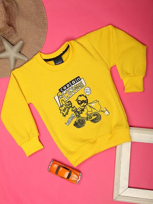 yellow cotton chest print sweatshirt - 20491184 - Very Small Image - 1