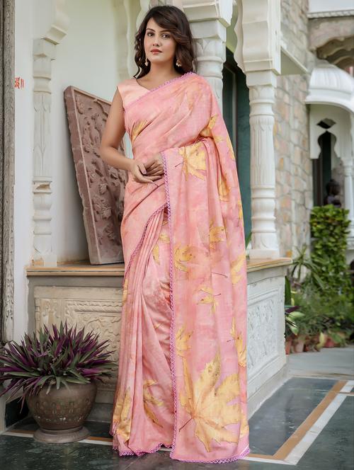 women's printed peach colored saree - 20491698 - Very Small Image - 1