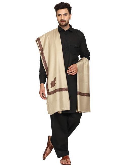 men wool pashmina shawl - 20491788 - Very Small Image - 1
