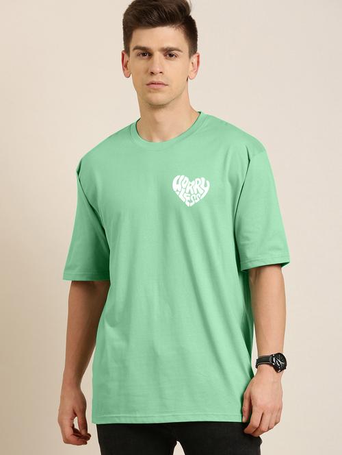 men round neck front & back printed oversized t-shirt - 20496345 - Very Small Image - 1