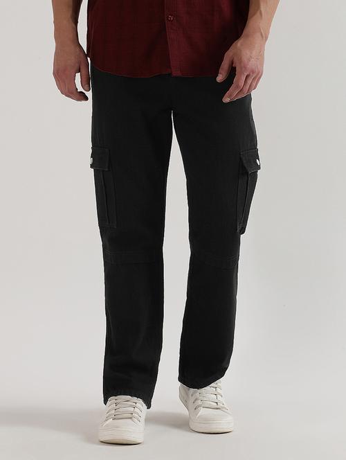 men black cotton cargos casual trouser - 20496759 - Very Small Image - 1