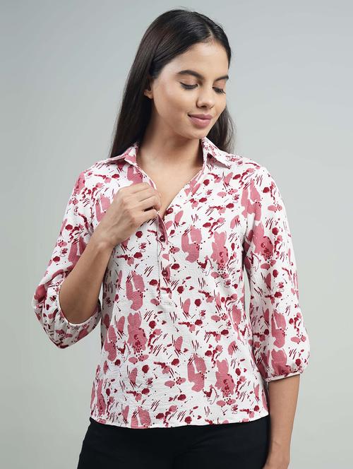 white abstract print straight top - 20496817 - Very Small Image - 1