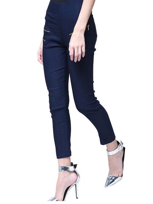 navy blue solid mid rise jegging - 20496984 - Very Small Image - 1
