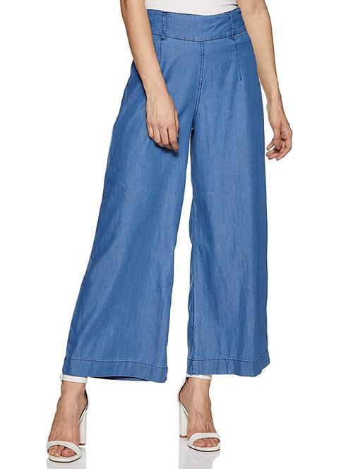 women blue relaxed fit palazzo - 20497068 - Very Small Image - 1