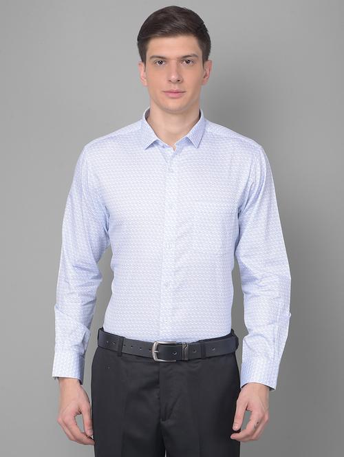 light blue printed formal shirt - 20497254 - Very Small Image - 1