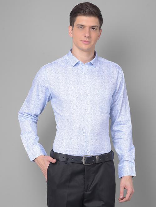 light blue printed formal shirt - 20497256 - Very Small Image - 1
