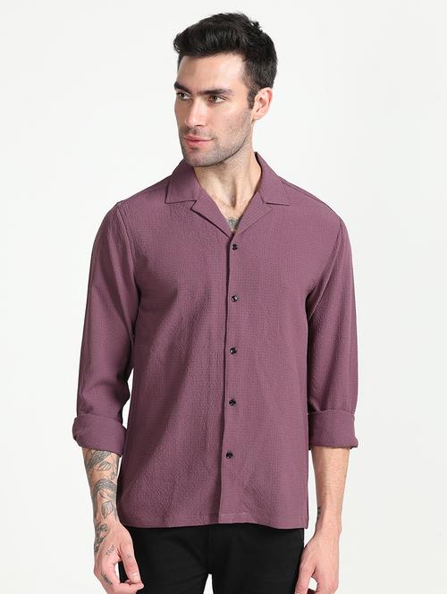 men mauve polyester casual shirt - 20499689 - Very Small Image - 1