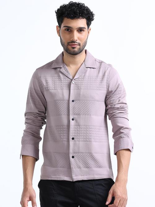 men lavender cotton lycra casual shirt - 20499705 - Very Small Image - 1