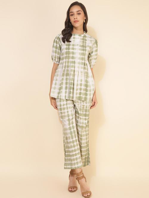 women green mandarin neck co-ord sets - 20500994 - Very Small Image - 1