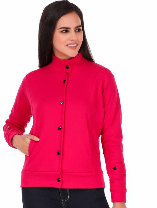 pink solid stand collar regular jacket - 20501453 - Very Small Image - 1