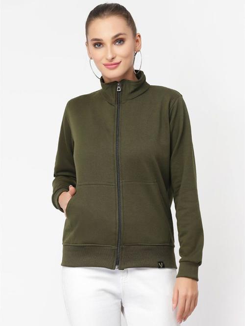 olive solid long sleeves regular sweatshirt - 20501662 - Very Small Image - 1