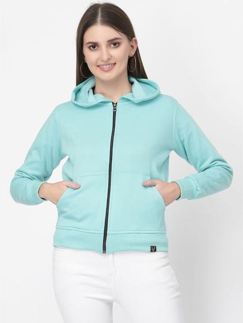 light blue solid hooded regular sweatshirt - 20501694 - Very Small Image - 1