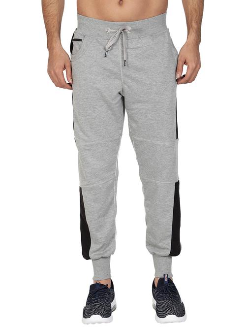 men grey melange cotton blend joggers - 20502234 - Very Small Image - 1