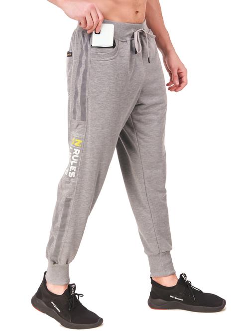 men grey melange cotton blend joggers - 20502252 - Very Small Image - 1