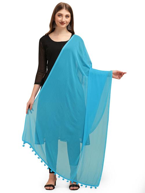 light blue solid dupatta - 20502702 - Very Small Image - 1