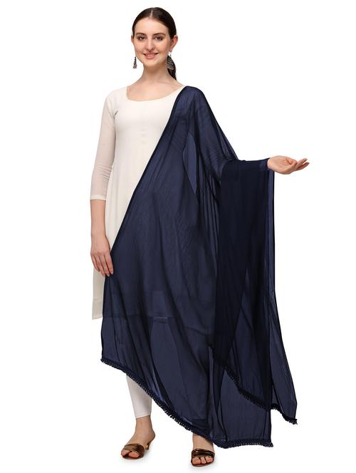 navy blue solid dupatta - 20502705 - Very Small Image - 1