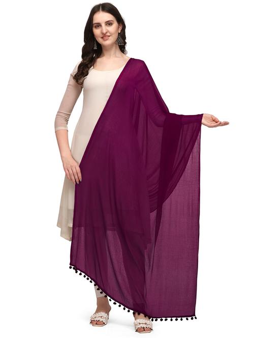 purple solid dupatta - 20502710 - Very Small Image - 1