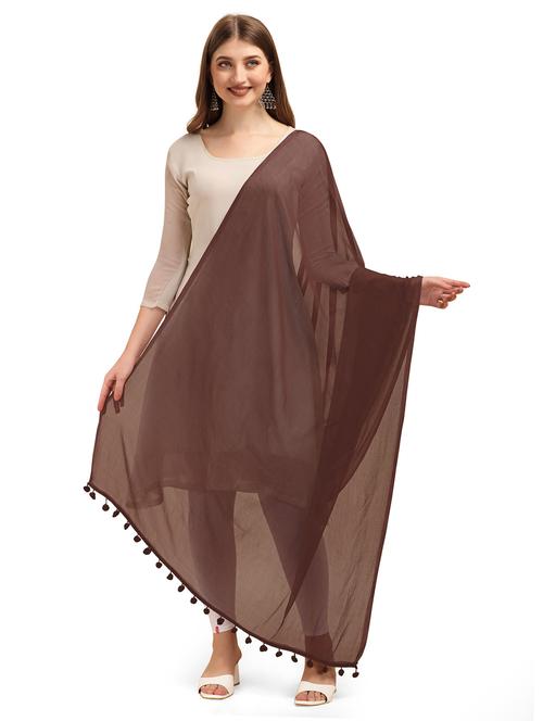 brown solid dupatta - 20502716 - Very Small Image - 1